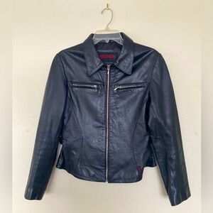 Black Guess leather jacket.